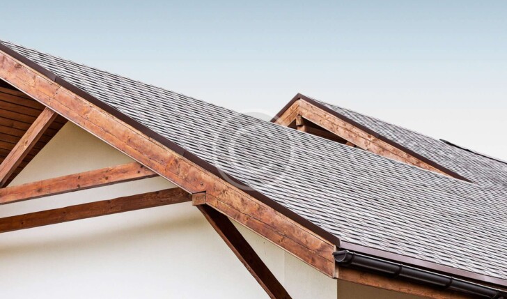 stock photo of roof with black shingles